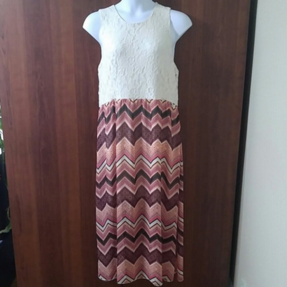 Stella Tweed chevron and lace maxi dress size 3X